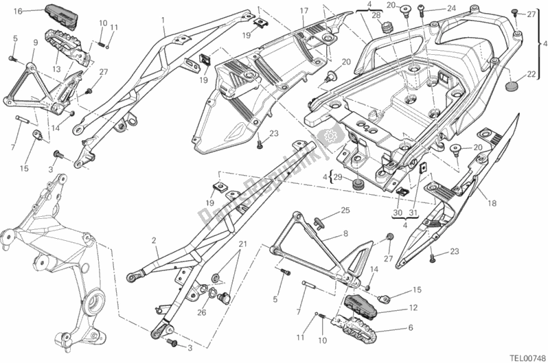 Toutes les pièces pour le Cadre Arrière Comp. Du Ducati Multistrada 1200 S Sport 2012